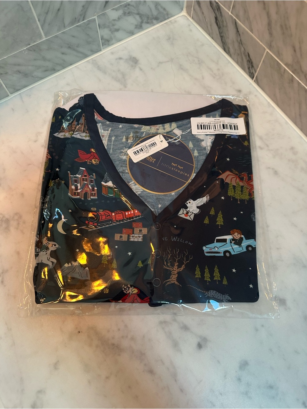 Little Sleepies Navy Blue Kids Pajama Set with Storybook Print